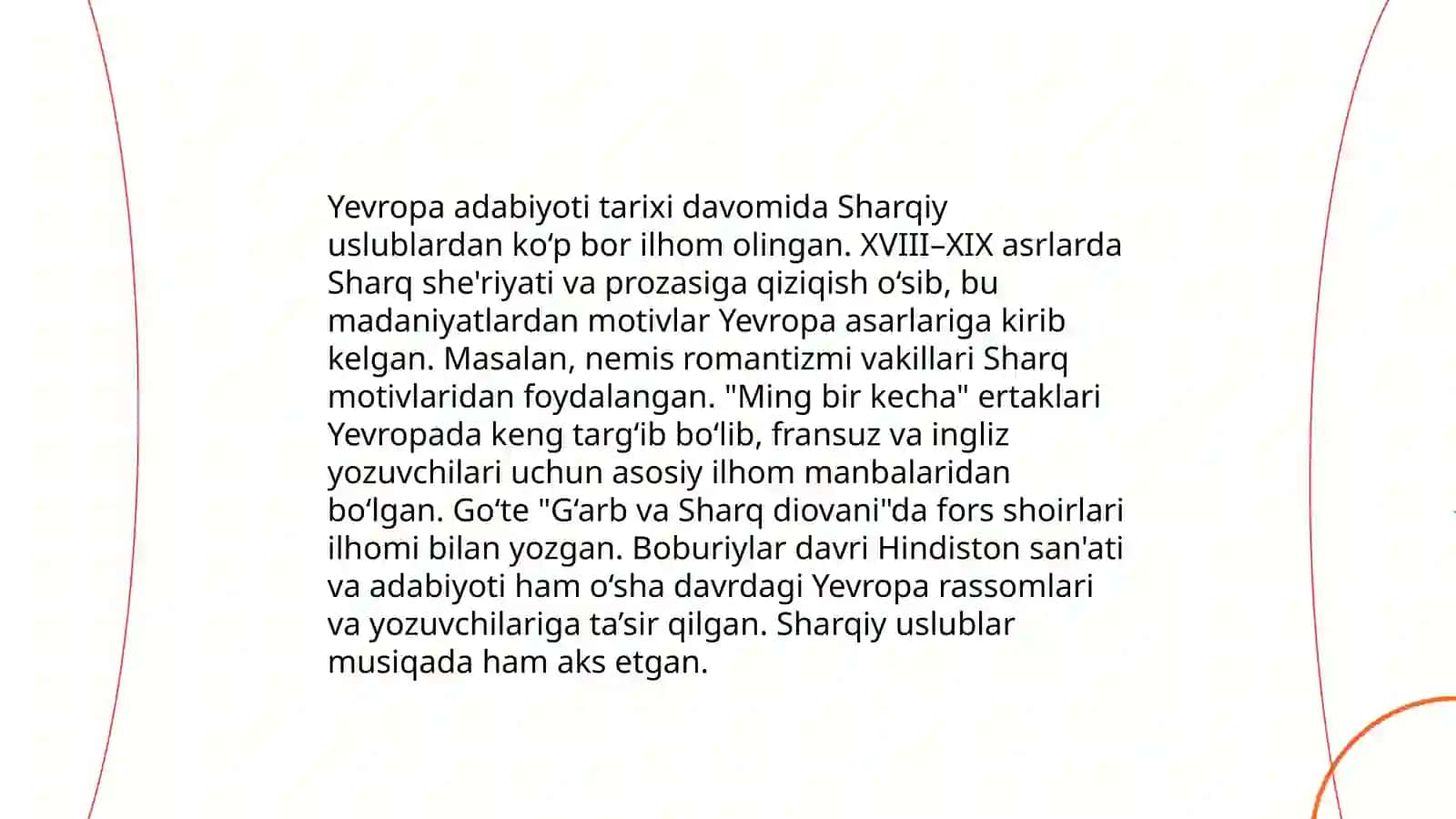 Yevropa adiblari ijodida sharqona motivlar Badiiy asarlardagi poetika masalalar 3