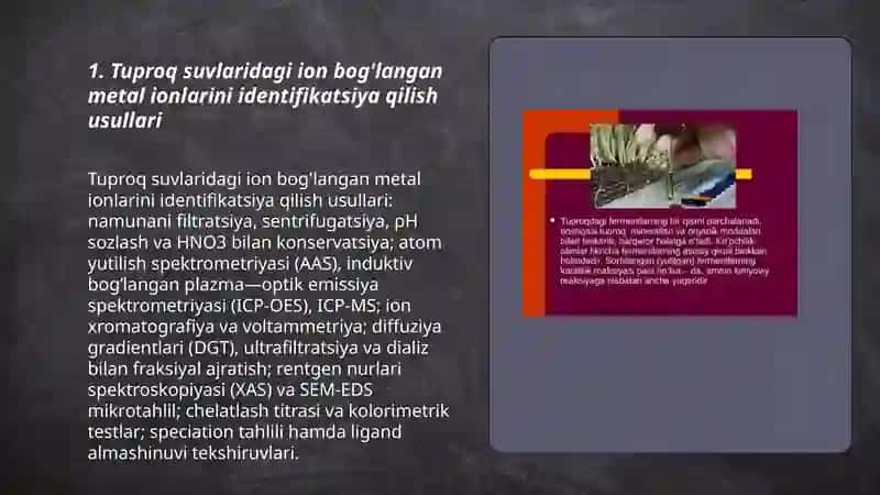 Tuproq suvlaridagi ion bog'lanishining identifikatsiya qilish usullari 3