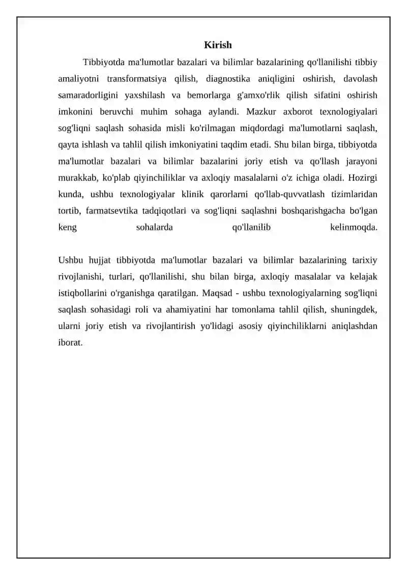 Tibbiyotda ma'lumotlar bazalari va bilimlar omboridan foydalanish 3
