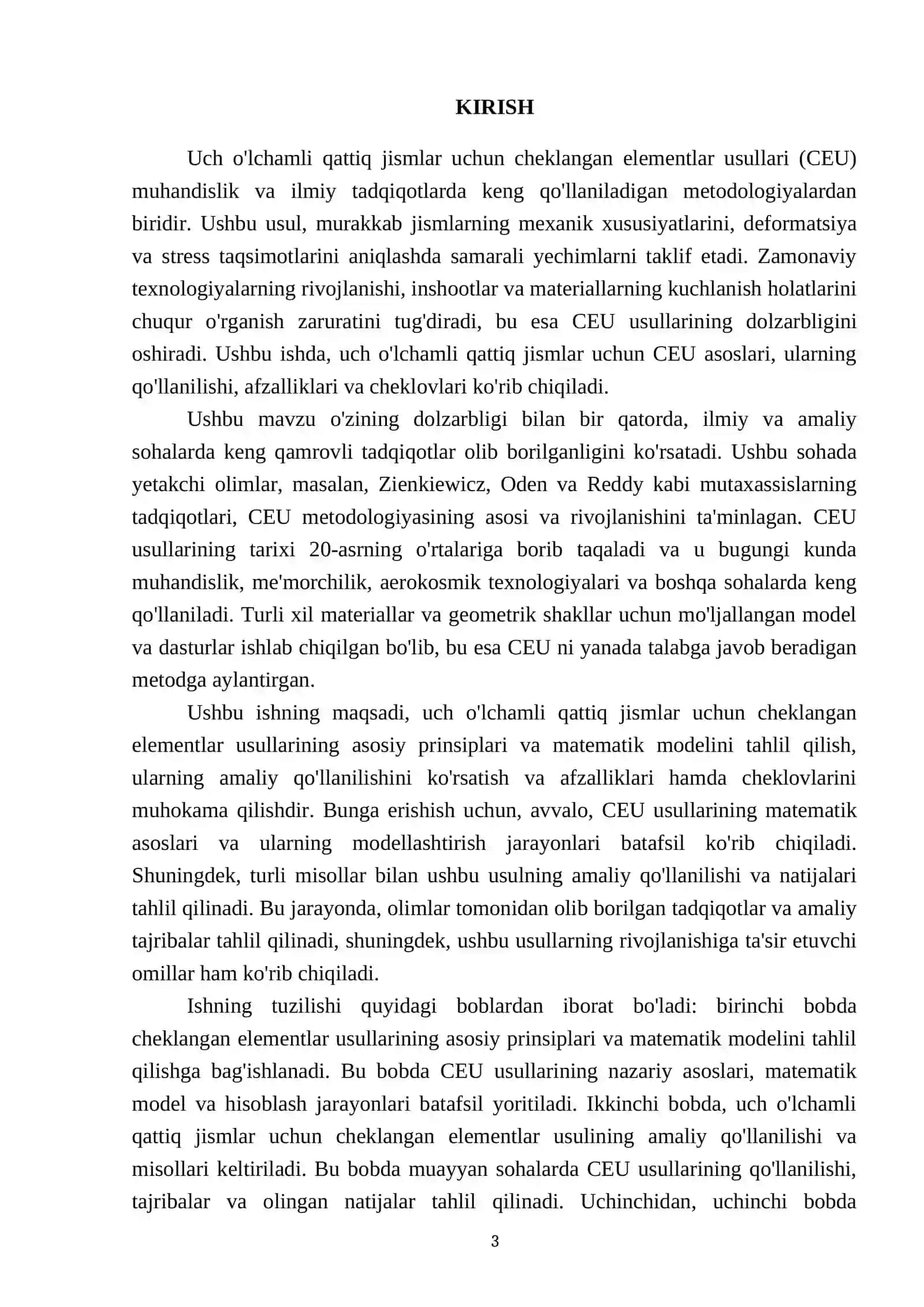 Uch oʼlchamli qattiq jismlar uchun cheklangan elementlar usullari 3