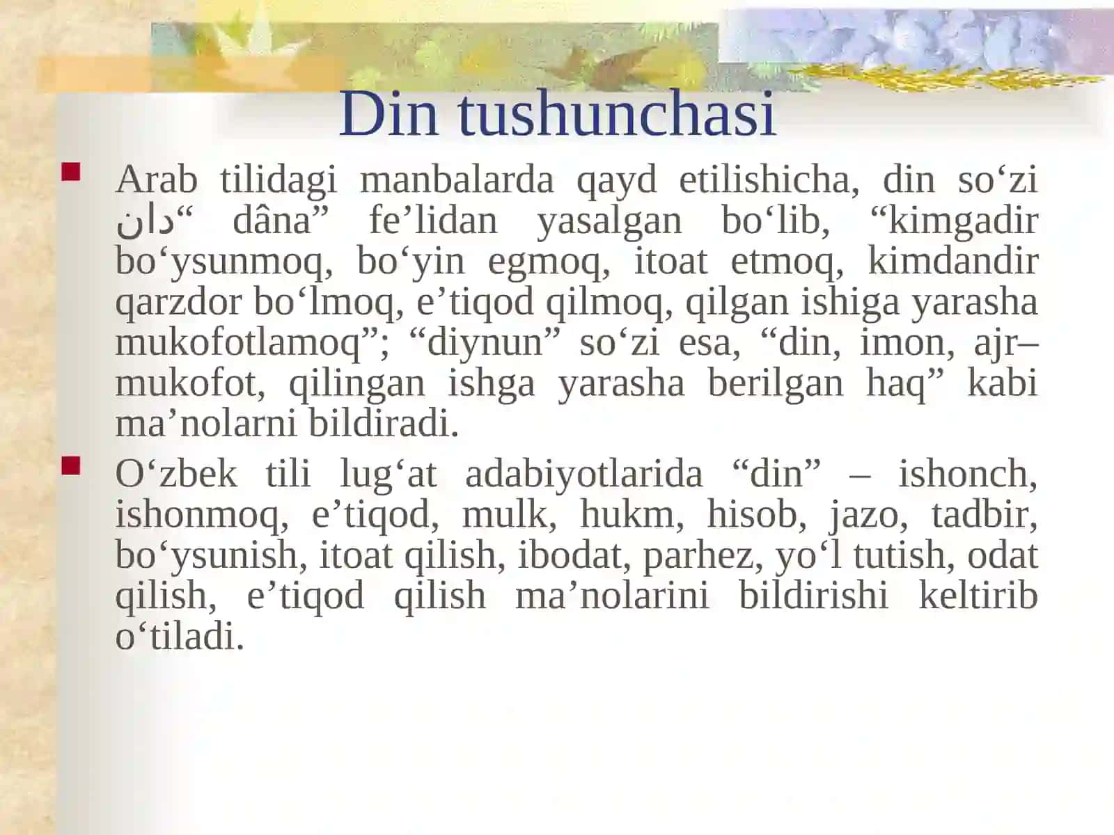 DINSHUNOSLIK FANINING PREDMETI, MAQSADI VA VAZIFALARI 3