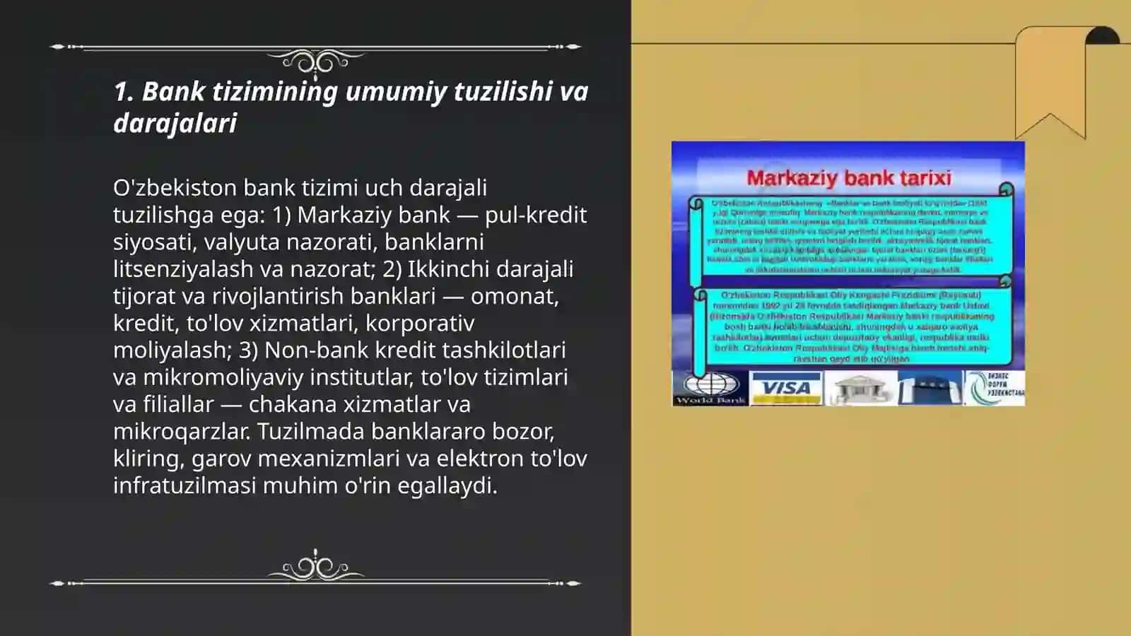 O'zbekistob Respublikasida Bank tizimi va uning tarkibi 3