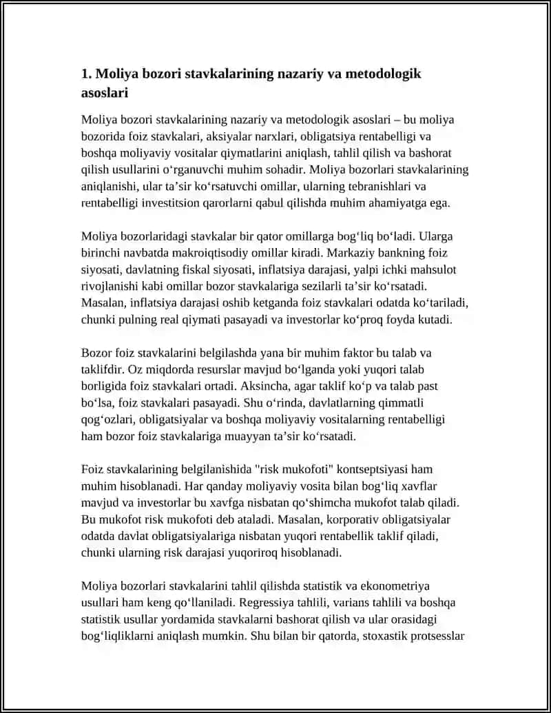 Mavzu: MOLIYAVIY BOZOR STAVKALARINING SHAKLLANISHI VA UNGA TA'SIR ETUVCHI OMILLAR 3
