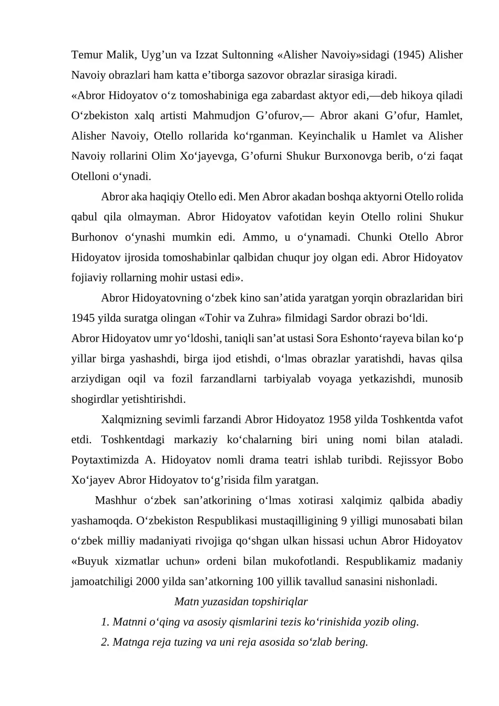 Mavzu yuzasidan mashq va topshiriqlar 3