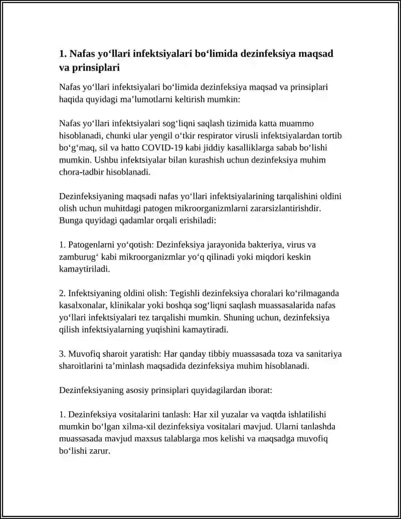 NAFAS YOʻLLARI INFEKSIYALARI BOʻLIMIDA OLIB BORILADIGAN DEZINFEKSIYA TADBIRLARI 3