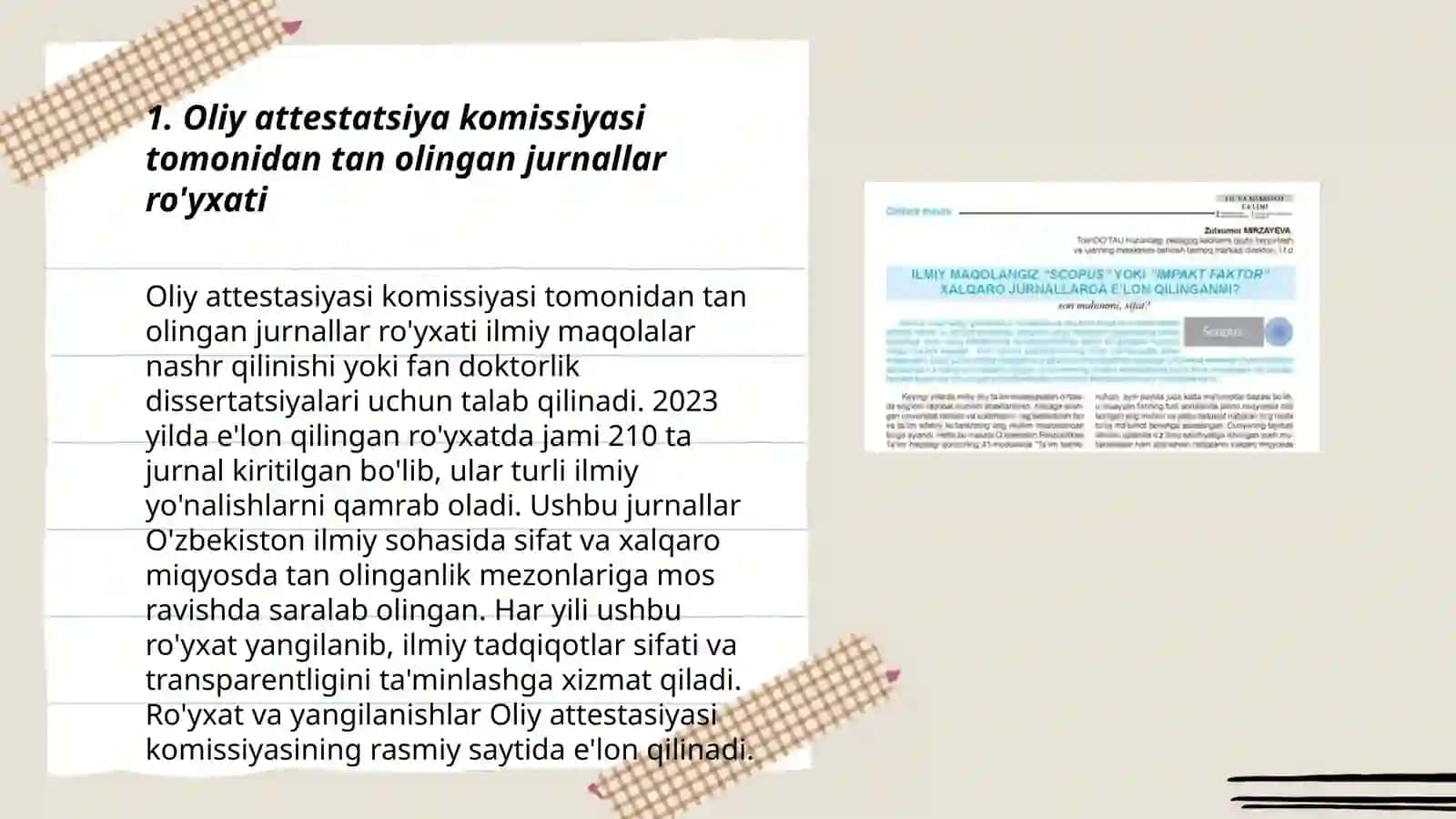 Oliy attestatsiya kamissiyasi tan olgan jurnallar haqida ma’lumot 3