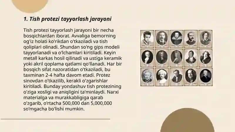 Tishlarning protezini tayyorlash uchun yoziladigan xujjatini to’ldirish xususiyatlari 3
