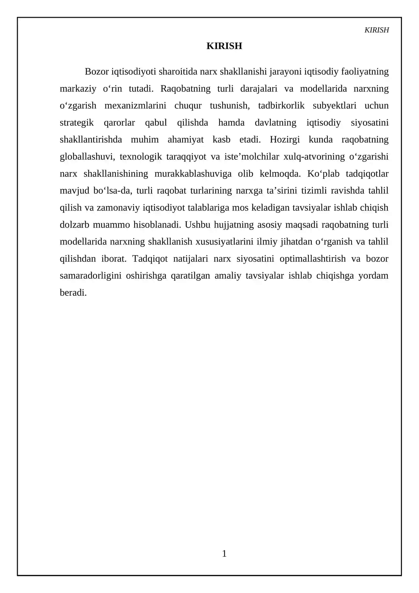 Raqobatning turli modellarida narxning shakllanish xususiyatlari 3