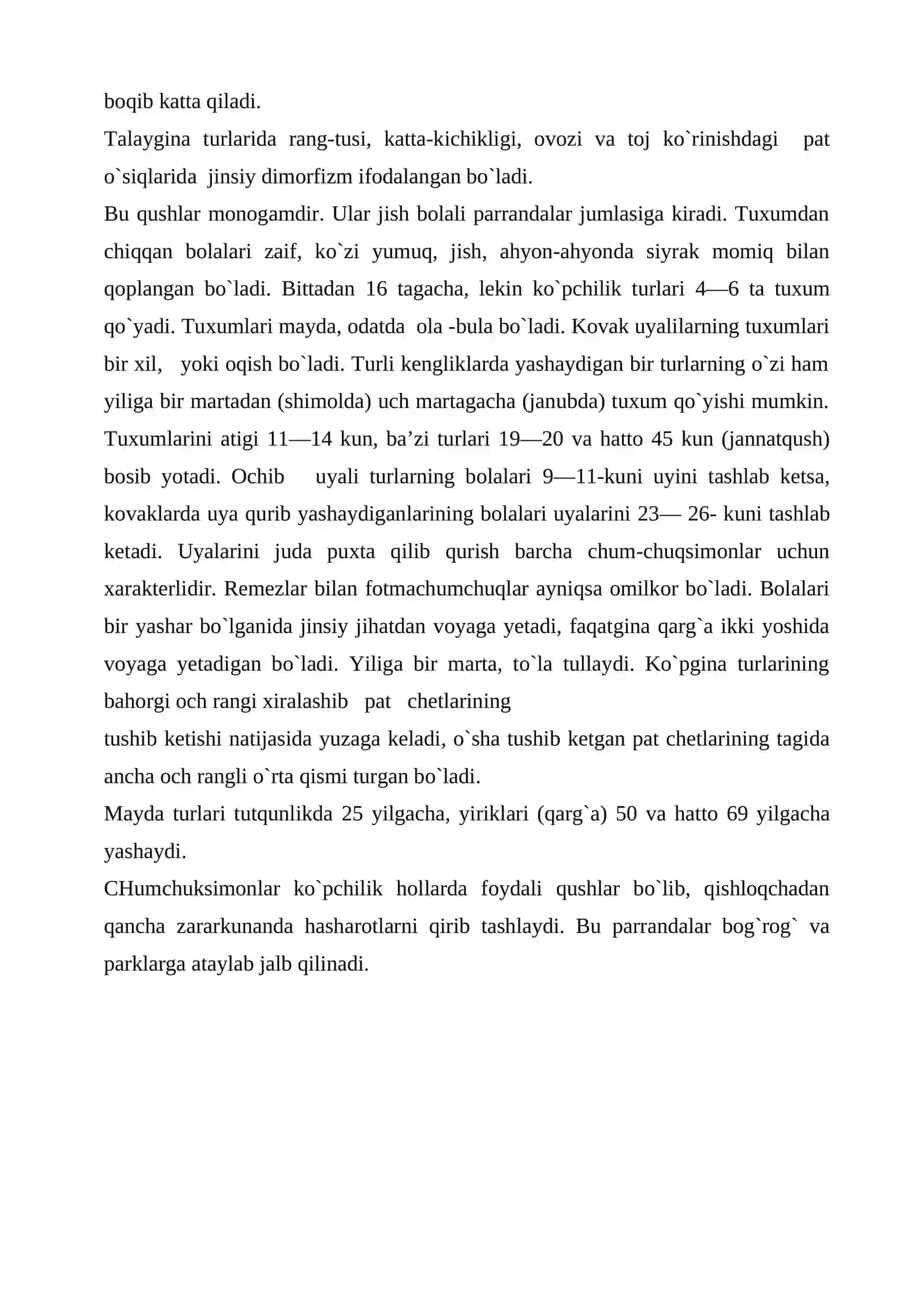 Chumchuqsimonlar turkumi vakillari biologiyasi va ularni Xorazm viloyatida arealida tarqalishi 3