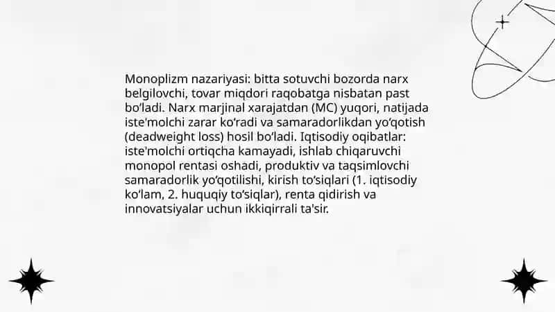 Iqtisodiyotda monoplizmga qarshi siyosat va raqobatni rivojlantirish 3