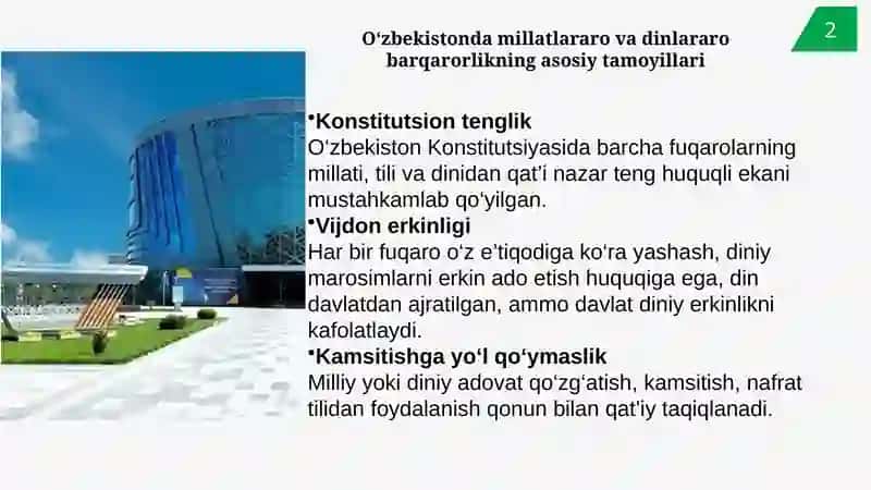 O'zbekiston Millatlararo Vadinlararo Borqarorlik 3