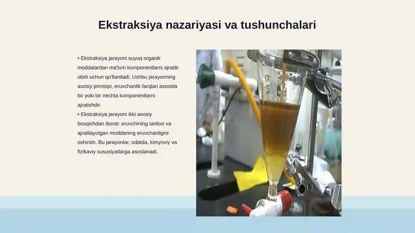 Suyuq organik moddalarning tozalash usuli - ekstraksiya 3
