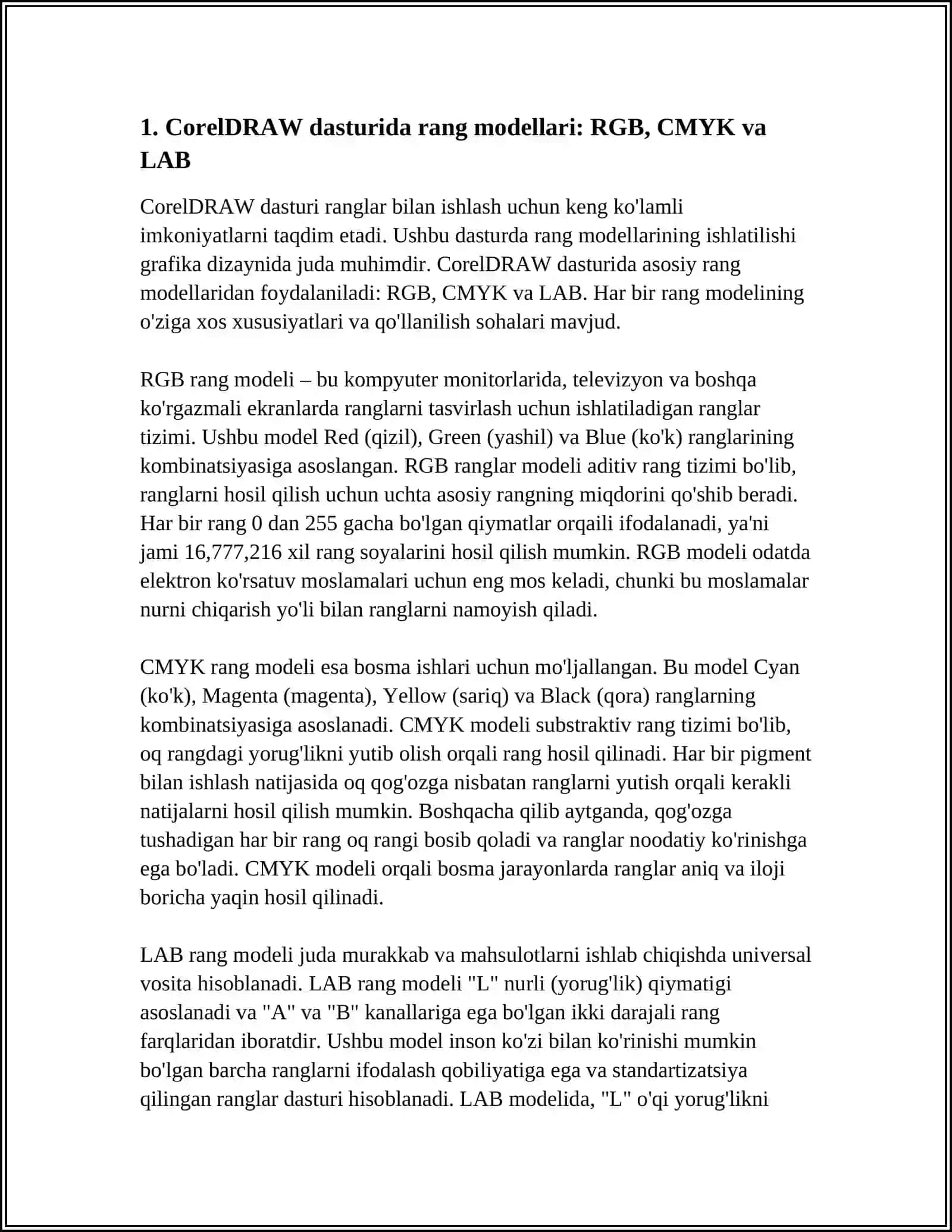 CORELDRAW DASTURIDA RANGLAR BILAN ISHLASH VA GRADIYENTLARDAN FOYDALANISH 3