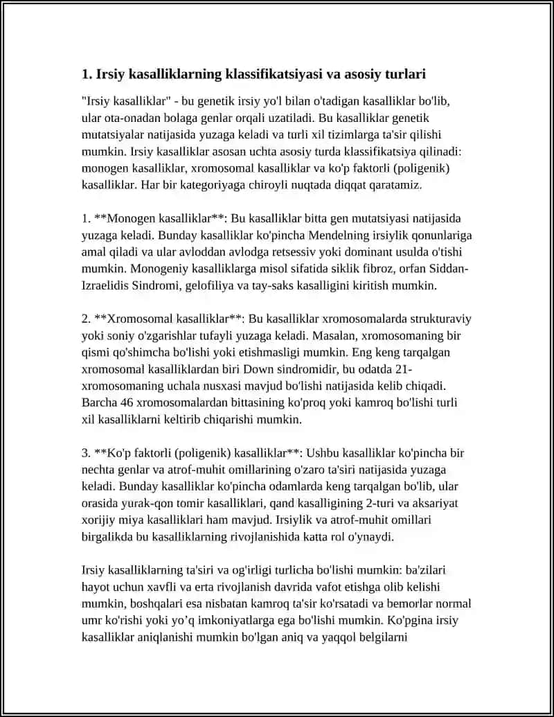 IRSIY KASALLIKLAR. TIBBIY GENETIK MASLAHAT 3