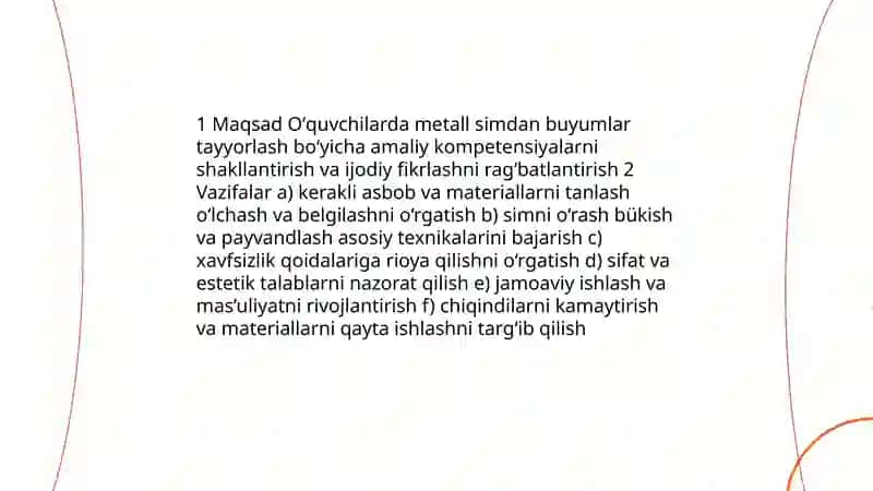 "Metall simlardan buyumlar tayyorlash" mavzusini oʻqitish metodikasi 3