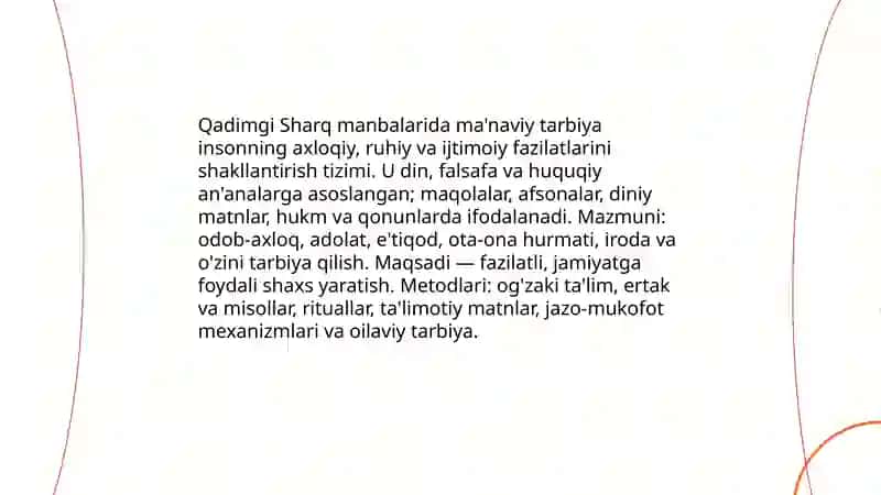 Qadimgi Sharq manbalarida ma'naviy tarbiya masalasi 3