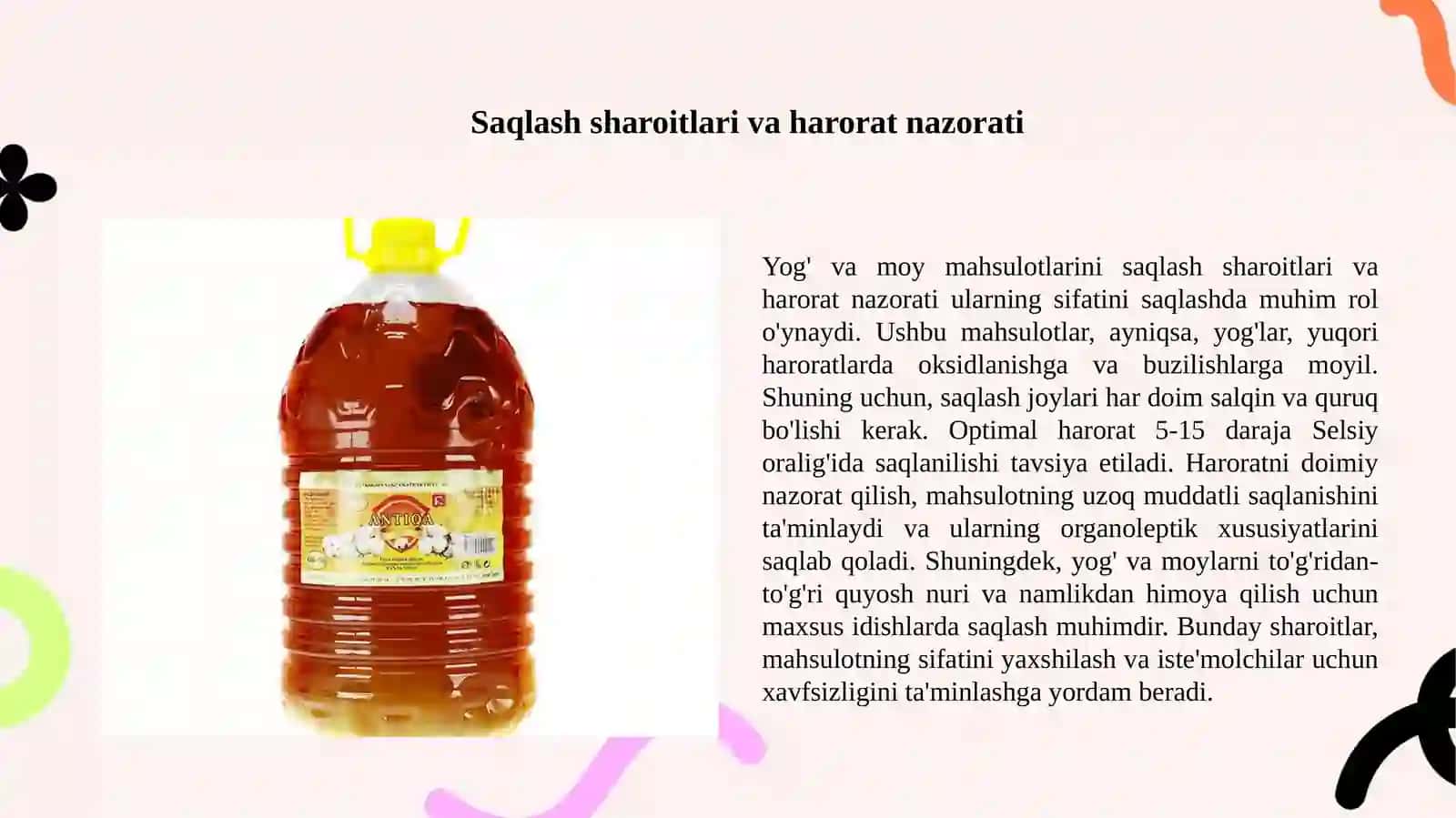 Yog' va moy mahsulotlarini saqlash texnologiyalari 3