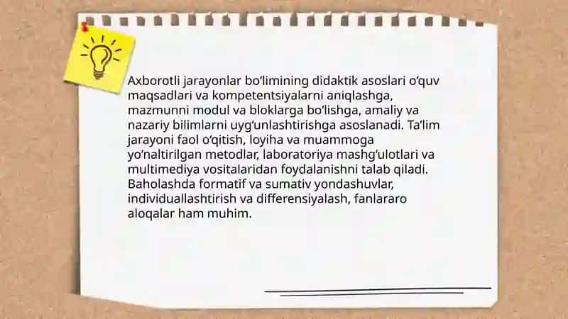 Axborotli jarayonlar bo‘limini o‘qitish metodikasi 3