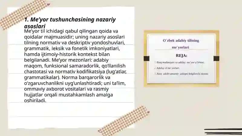 Meʼyor tushunchasi va Oʻzbek adabiy til meyorlari 3