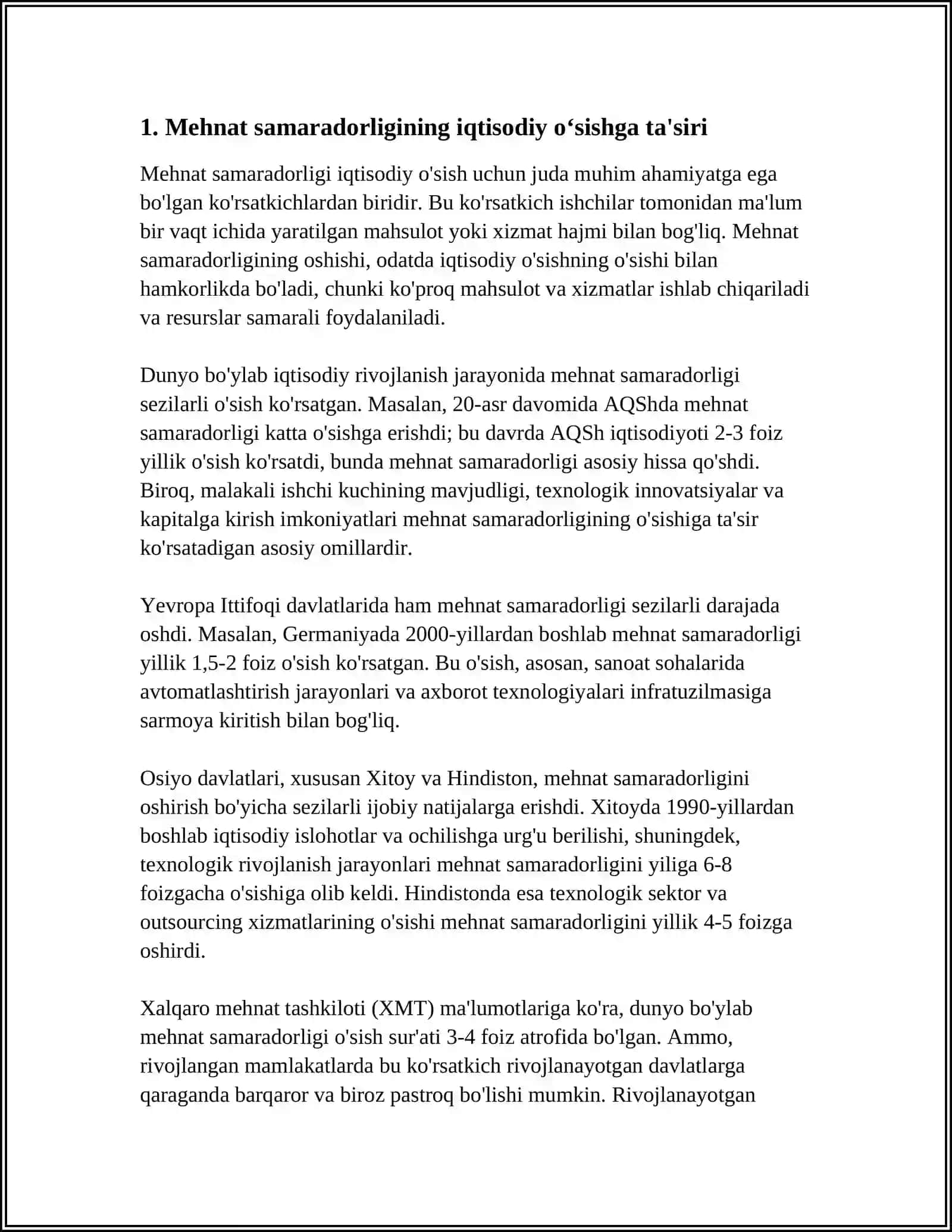 IQTISODIY O‘SISHDAGI MEHNAT VA FONDLARNING NISBIY MIQDORI 3