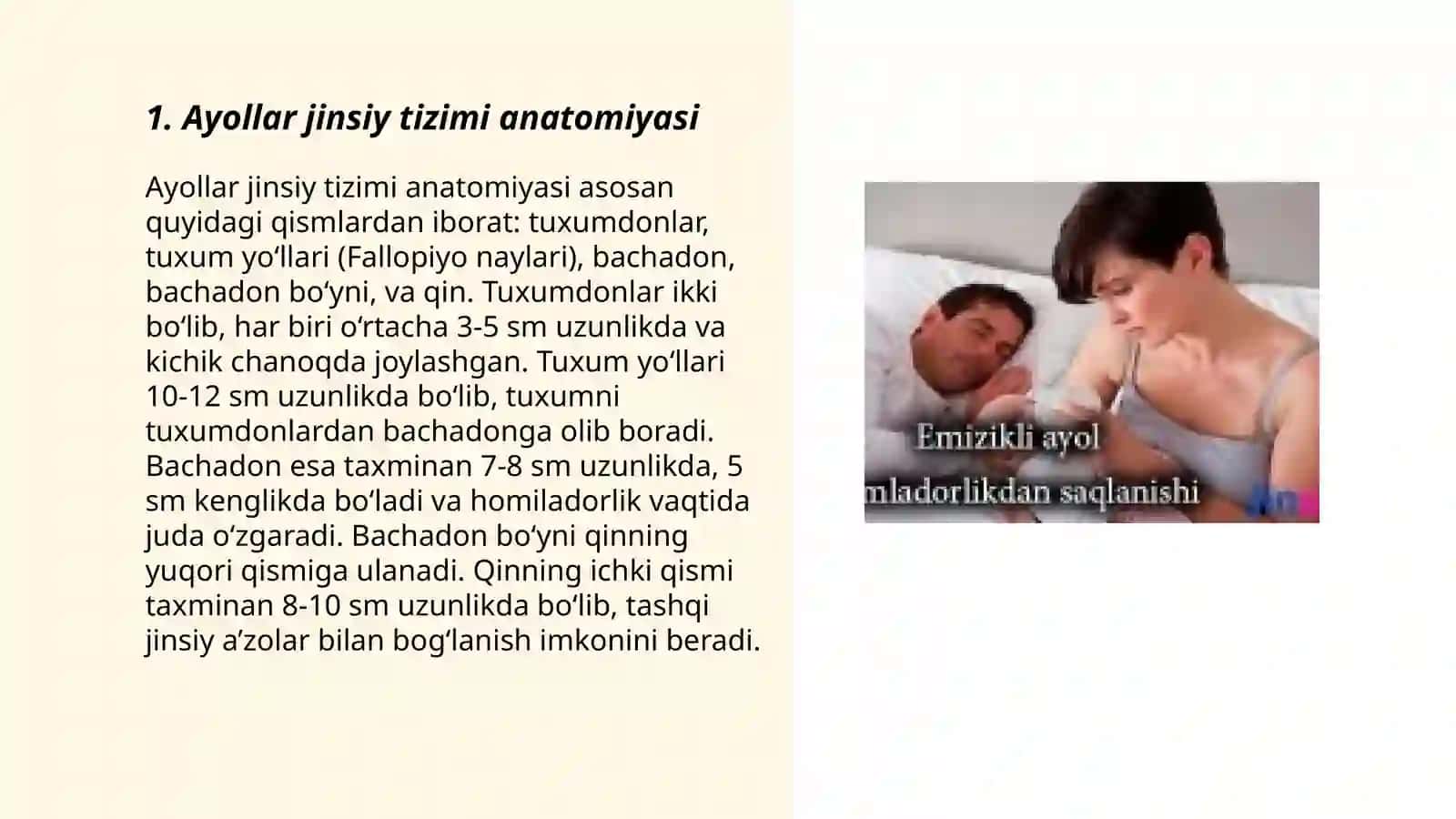 Ayollar jinsiy tizimi. Bachadon, sut bezi 3