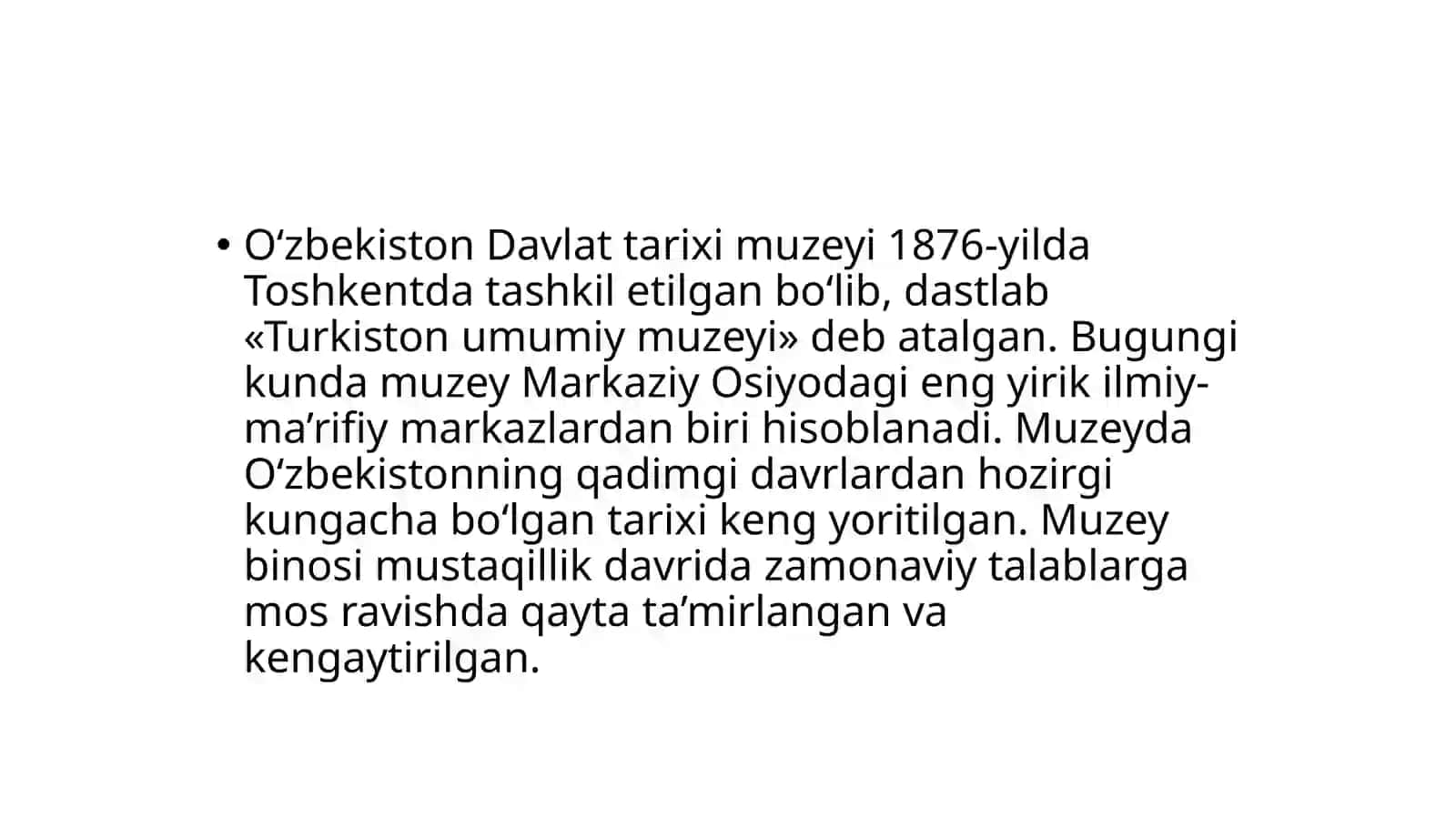 O‘zbekiston Davlat tarixi muzeyi ekspozitsiyalari vazaxirafondlarida ishlash 3