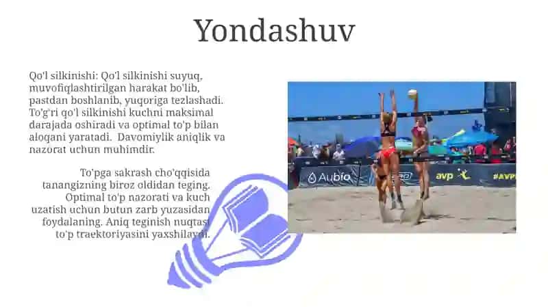 Voleybol o'yinida to'pga zarba berish texnik usullari 3