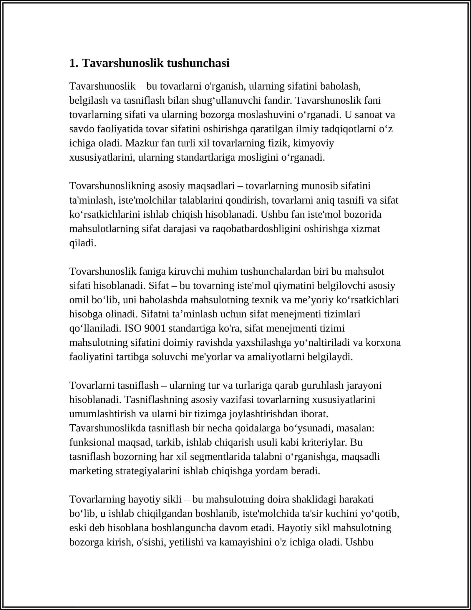 TAVARSHUNOSLIK TAHLILI 3