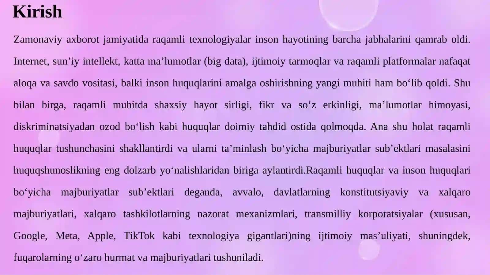 Raqamli huquqlar va inson huquqlari bo‘yicha majburiyatlarsub’ektlari 3