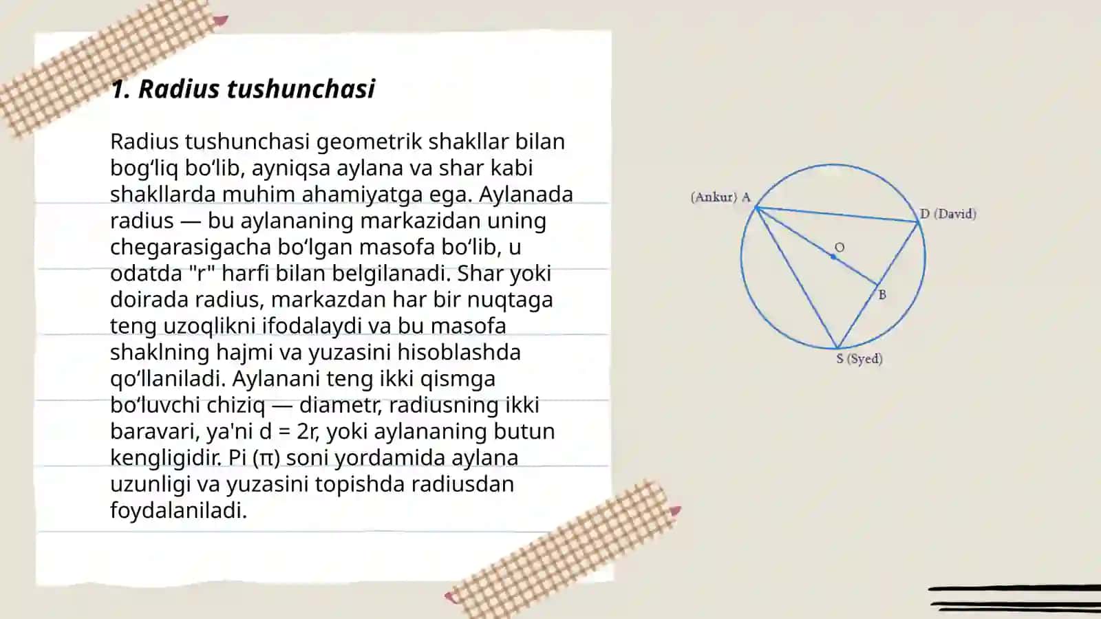 Burchakning radial oʻlchovi 3