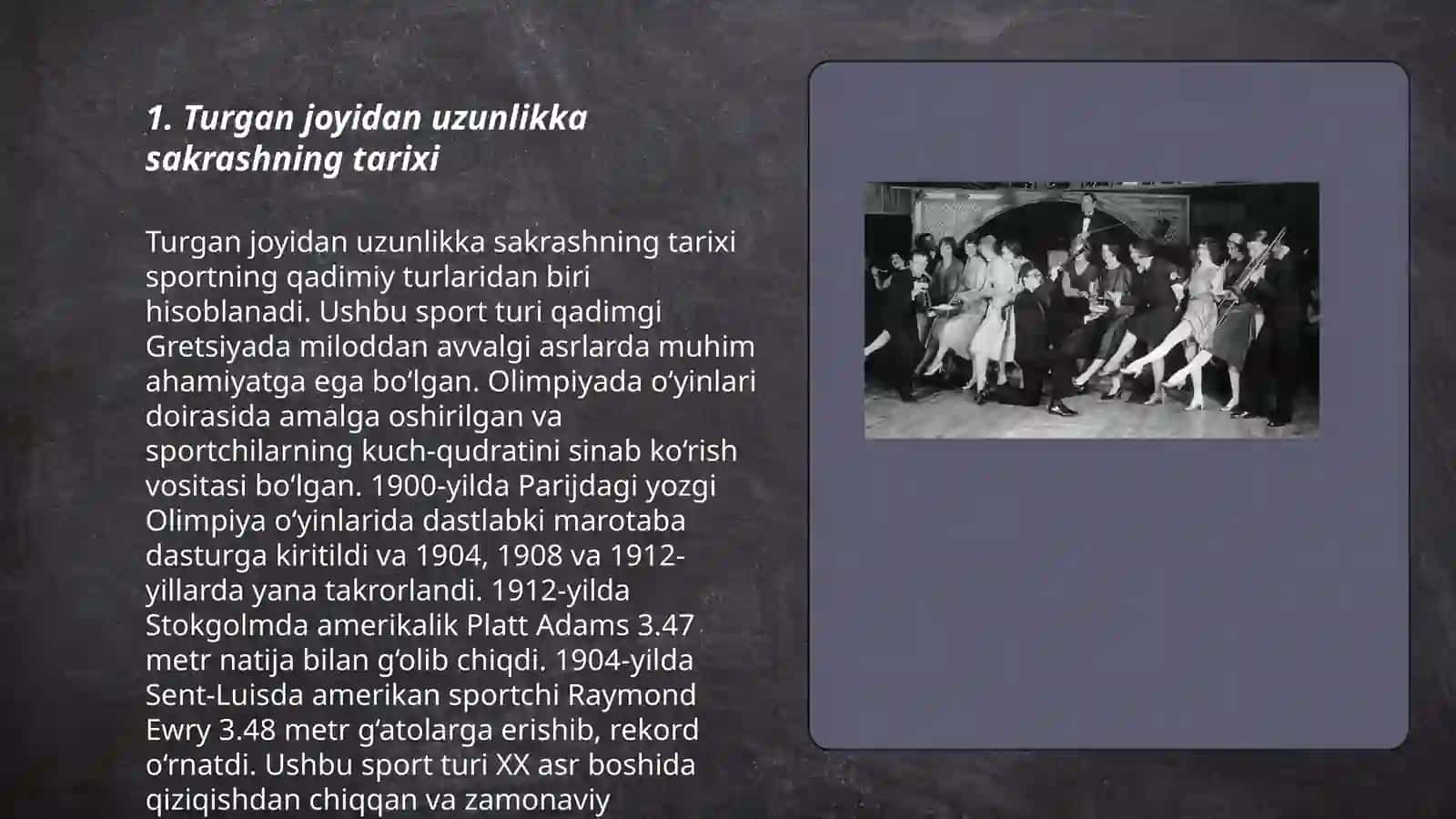 Turgan joyidan uzunlikka sakrash 3