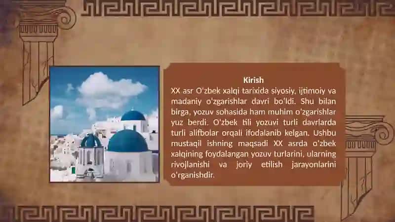 "XX asrda o'zbek xalqi foydalan gan yozuvlar tarixi" 3