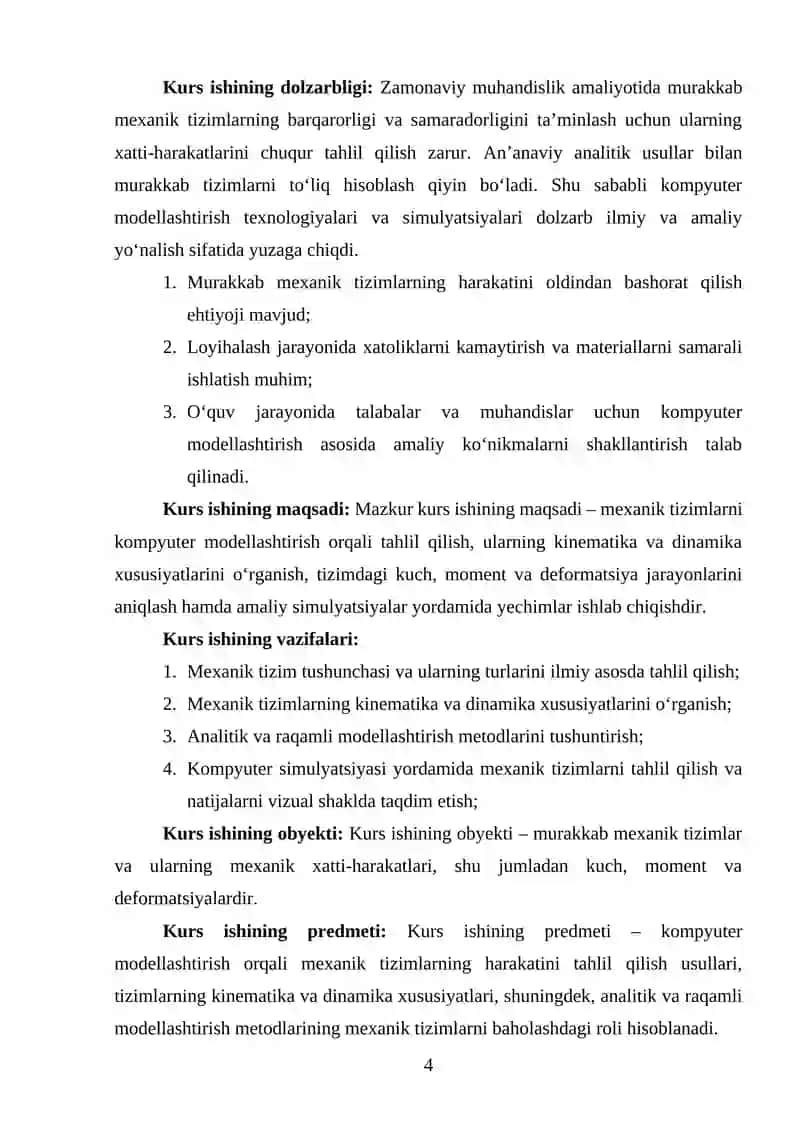 KOMPYUTER MODELLASHTIRUVI ASOSIDA MEXANIK TIZIMLAR TAHLILI 3