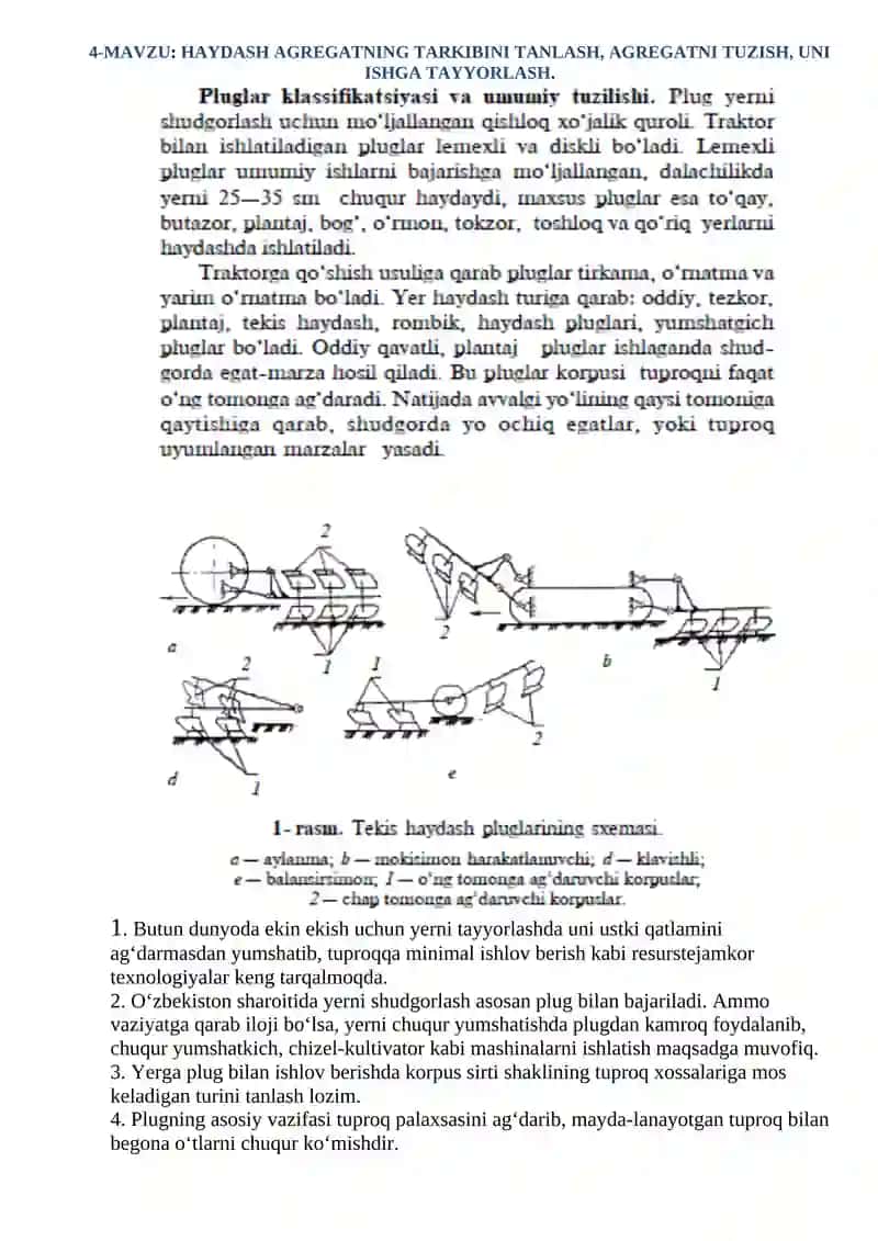 Haydash agregatning tarkibini tanlash, agregatni tuzish 3