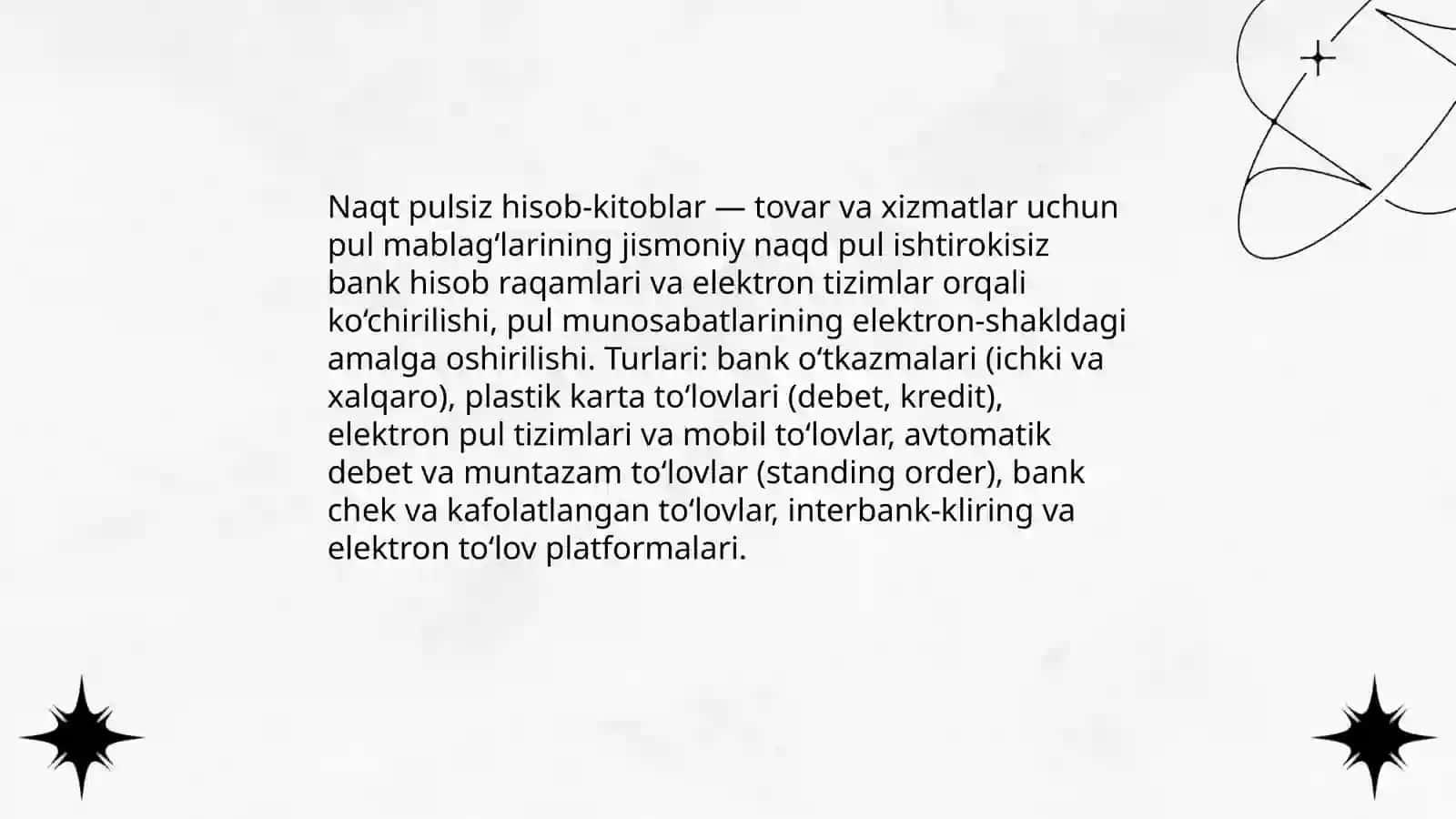 Naqt pulsiz hisob kitoblar, ularning hisobi va rasmiylashtirish tartibi 3