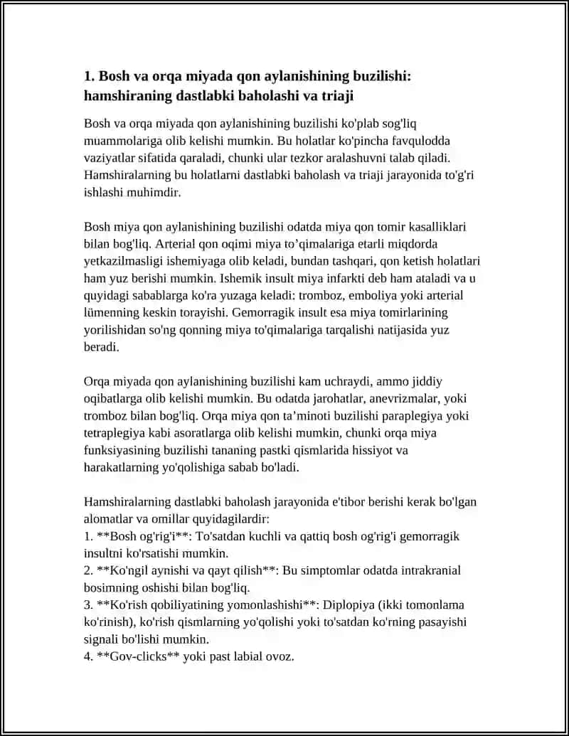 BOSH VA ORQA MIYADA QON AYLANISHINING BUZILISHIDA HAMSHIRALIK ISHI 3