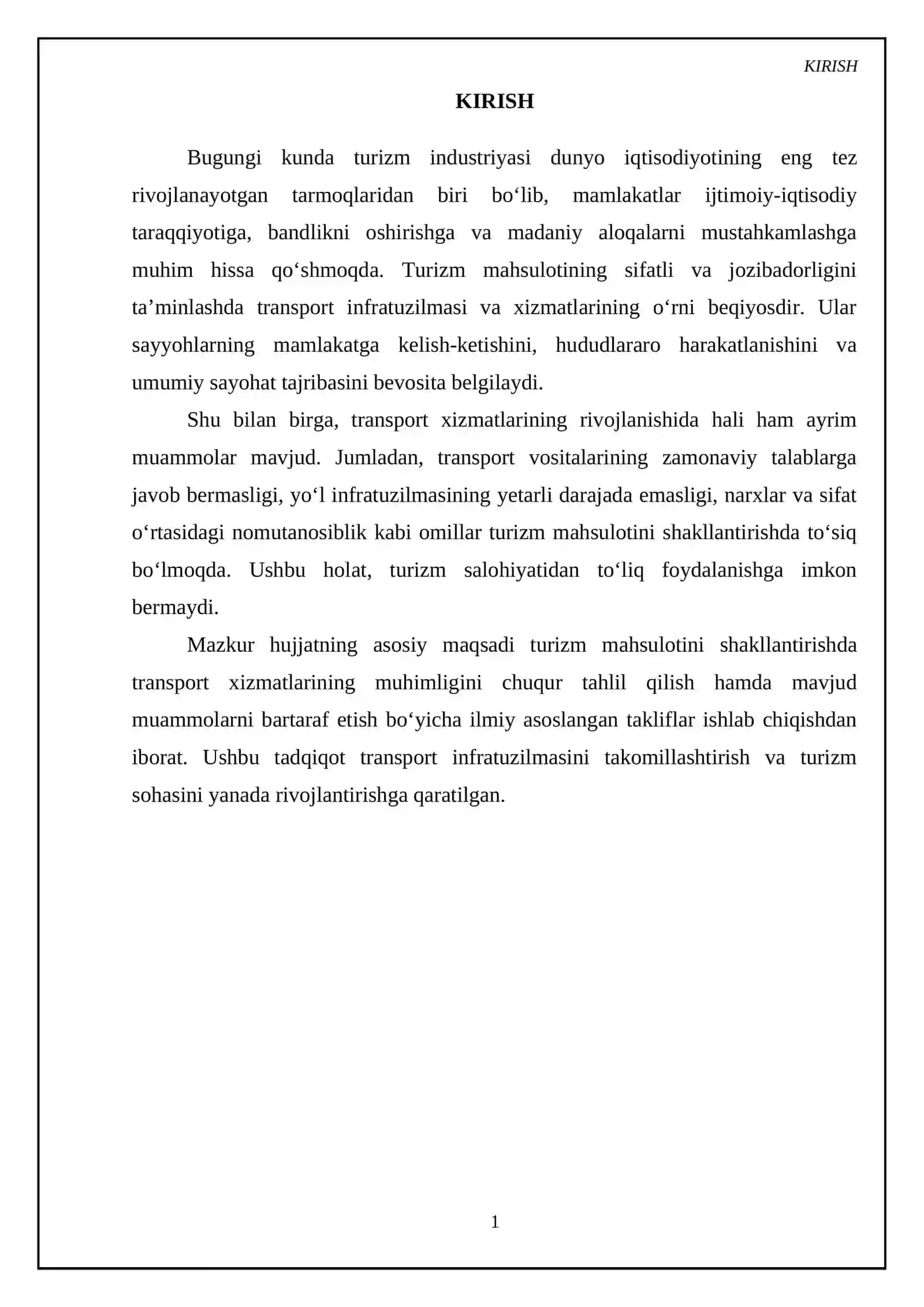 Turizm mahsulotini shakllantirishda transport xizmatlarining oʻrni 3