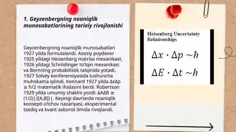 Geyzenbergning noaniqlik munosabatlari va uning qoʻllanilishi 3