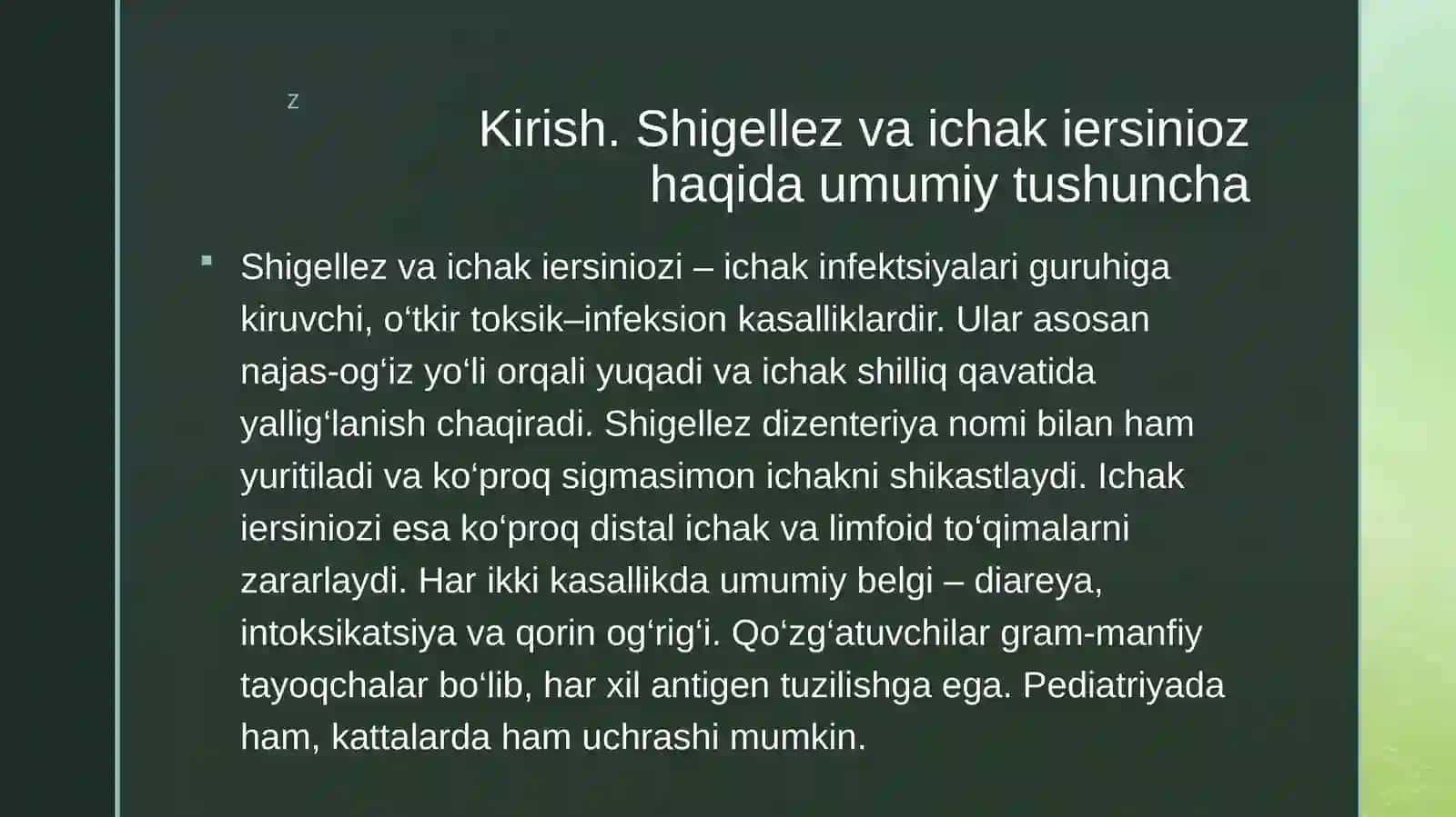Shigellioz va Ichakiersinioz 3