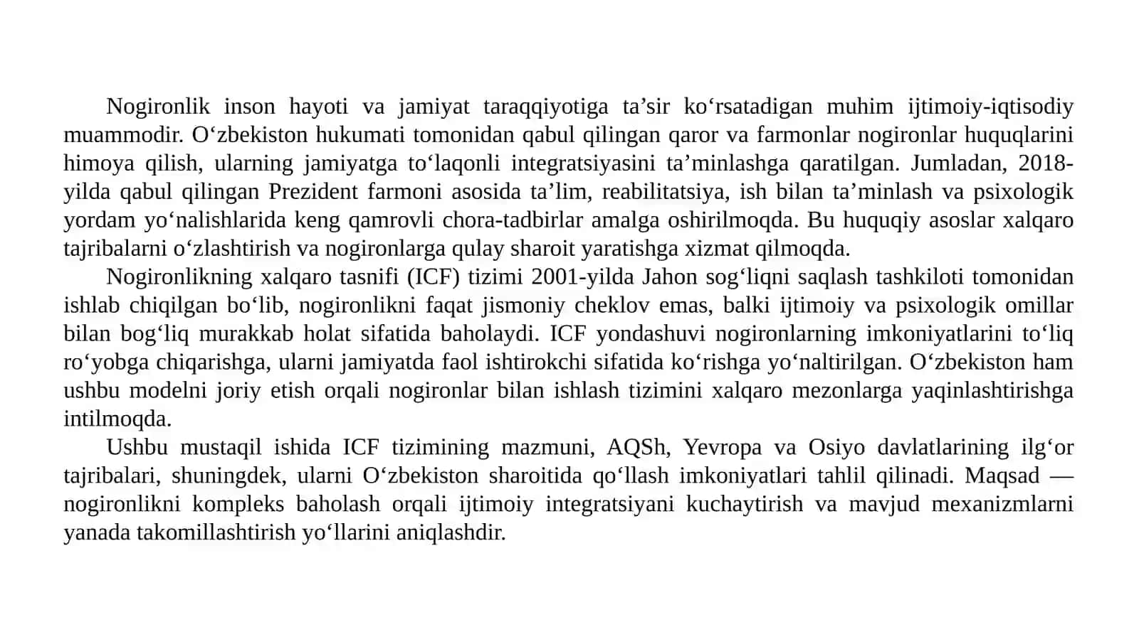 Nogironlikning xalqarotasnifi 3