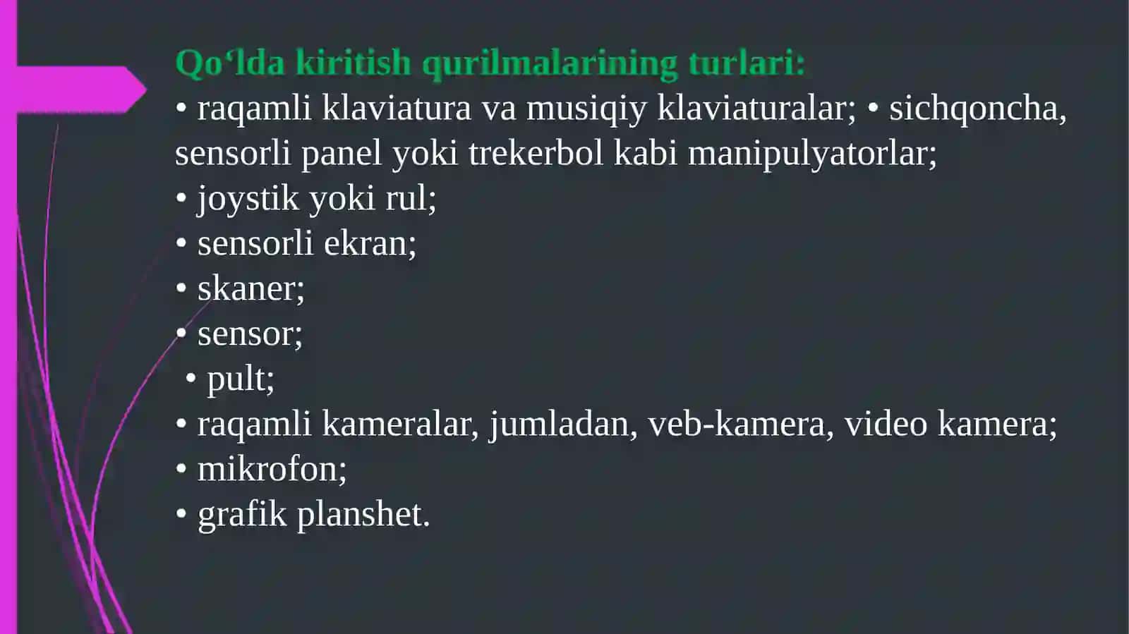 Kiritish qurilmalari va ularning qoʻllanilishi 3