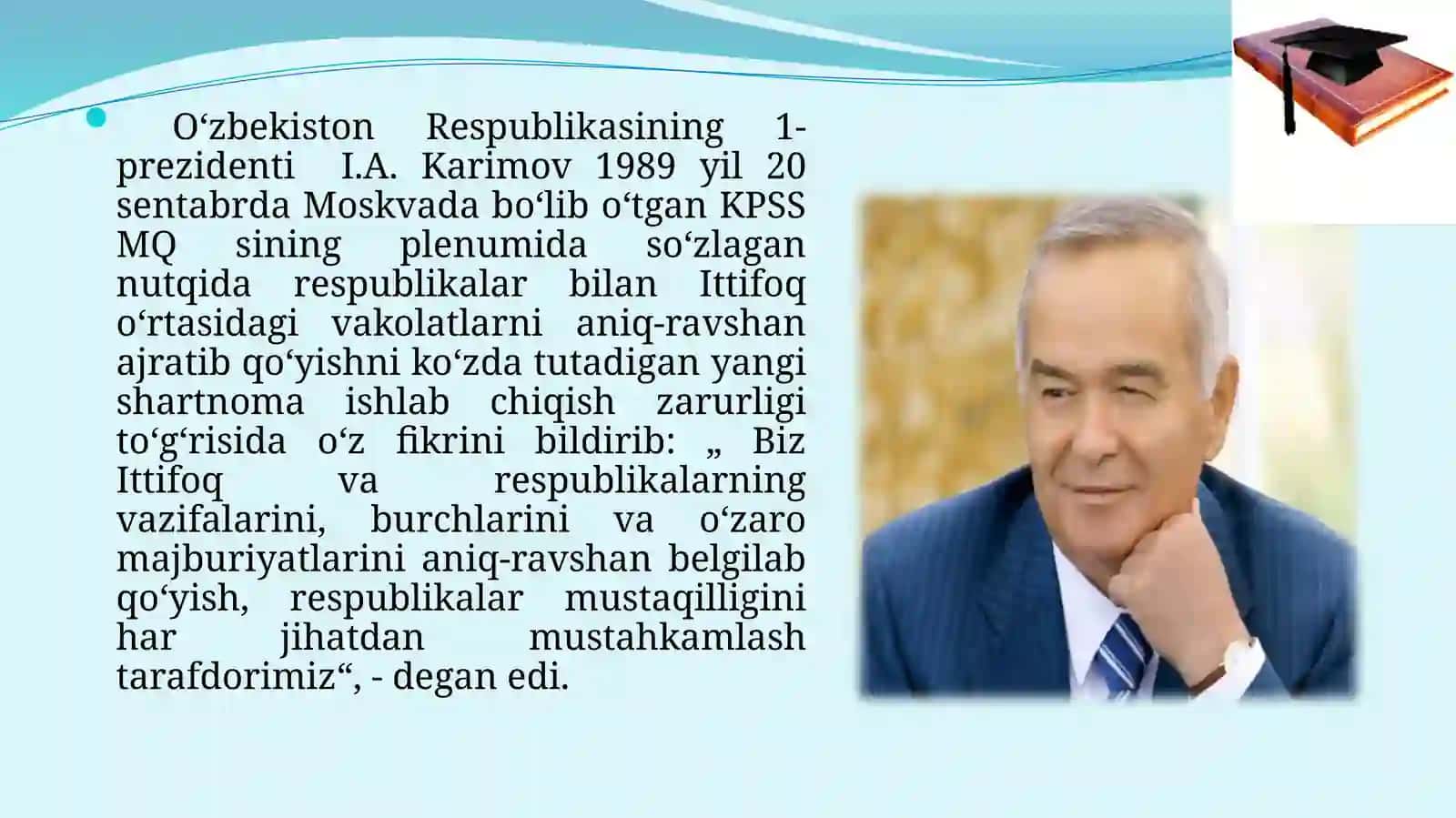 MUSTAQIL O'ZBEKISTON RESPUBLIKASINING TASHKIL TOPISHI VA UNING TARIXIY AHAMIYATIVA O’Z TARAQQIYOT MODELI 3