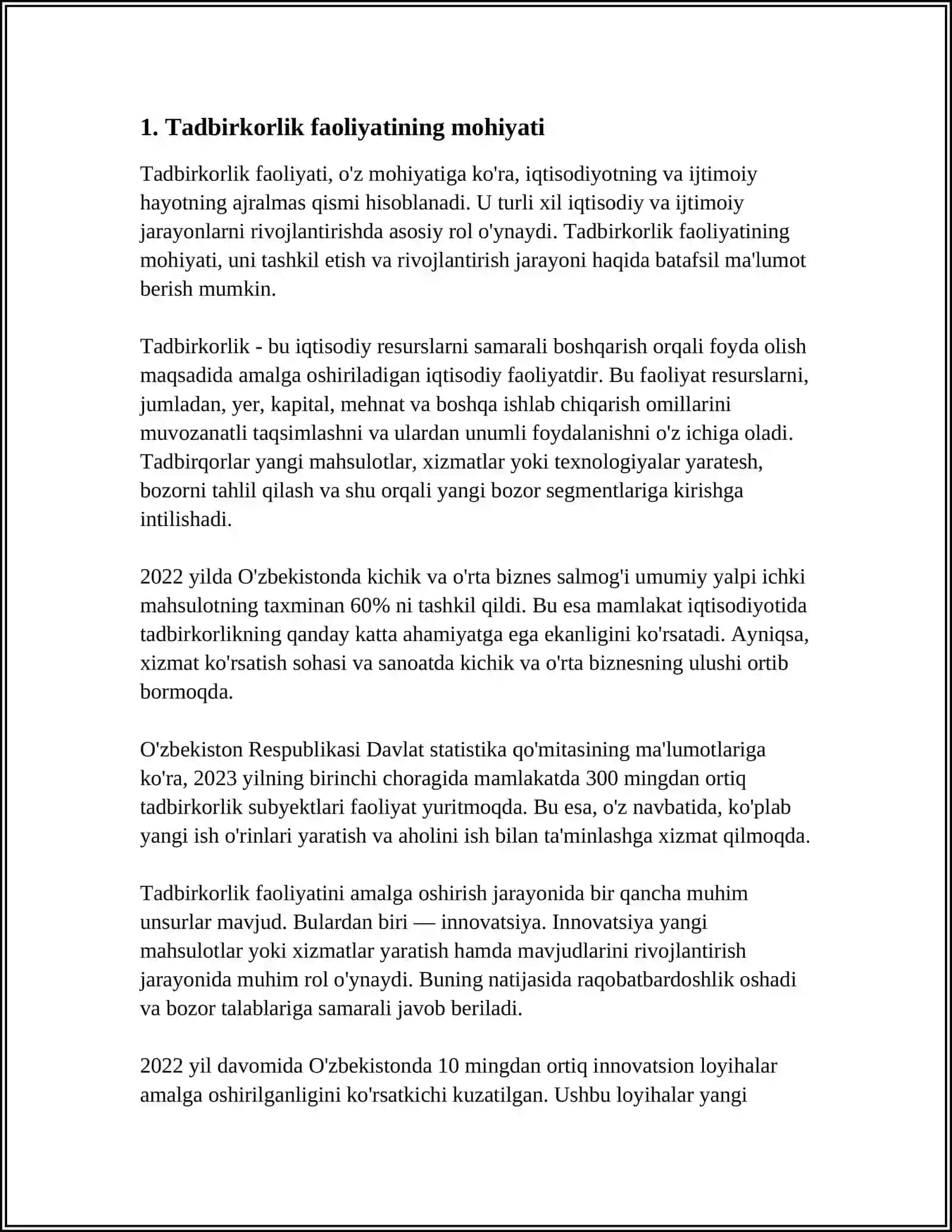 TADBIRKORLIK FAOLIYATI TUSHUNCHASI, UNING VAZIFALARI VA RIVOJLANISH SHART-SHAROITLARI 3