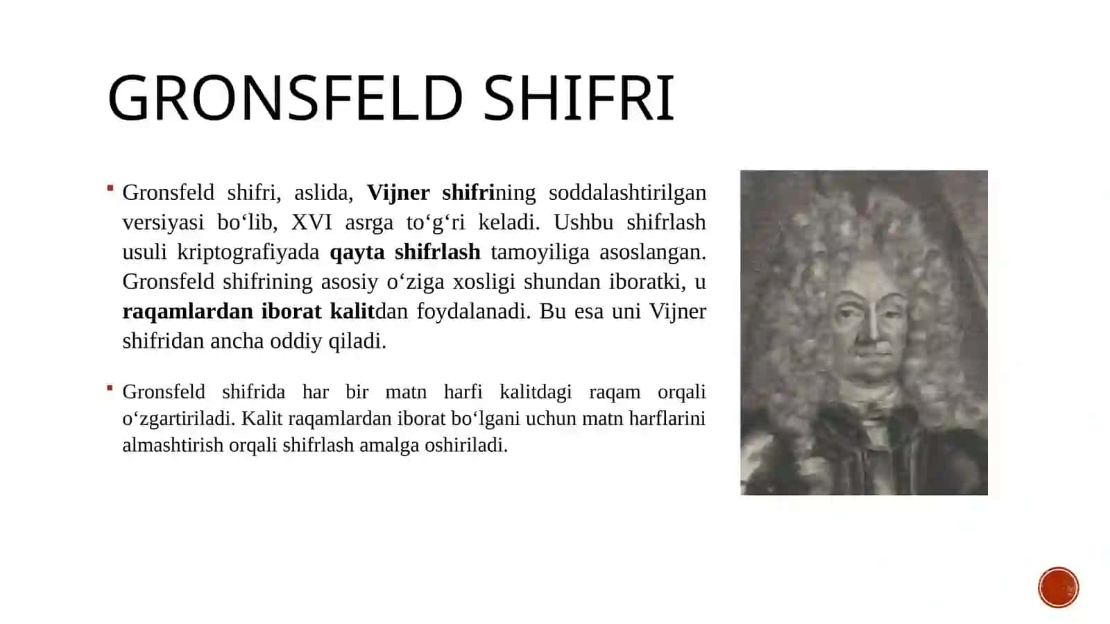 Shifrlash asoslari: Gronsfeld va Vijner shifri 3