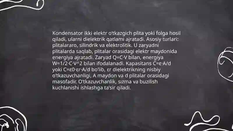 Kondensatorlar va ular ulash 3