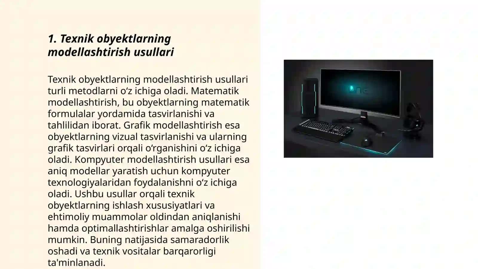 Texnik obyektlarga immitatsion modellarni yaratish va tahlil qilish 3