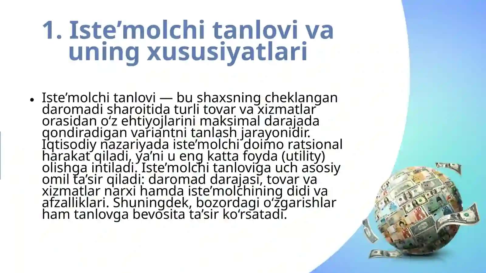 Iste’molchi tanlovi va uning xususiyatlari. 3