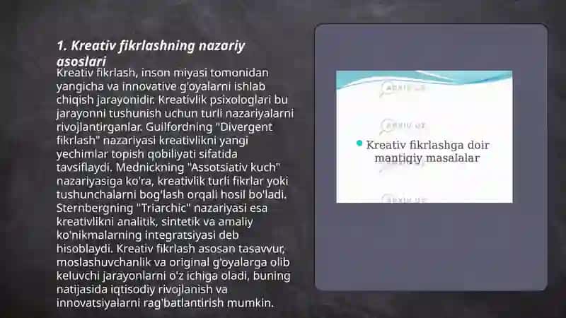O'qituvchining kreativ salohiyat mezonlari 3