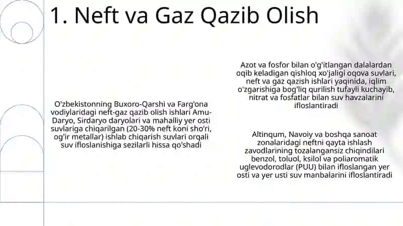 Oʻzbekistondagi suv resurslarining ifloslanish manbaalari 3