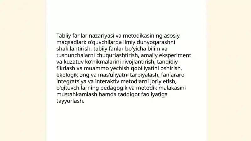 Tabiiy fanlar nazariyasi va metodikasi faning asosiy maqsad va vazifalari 3